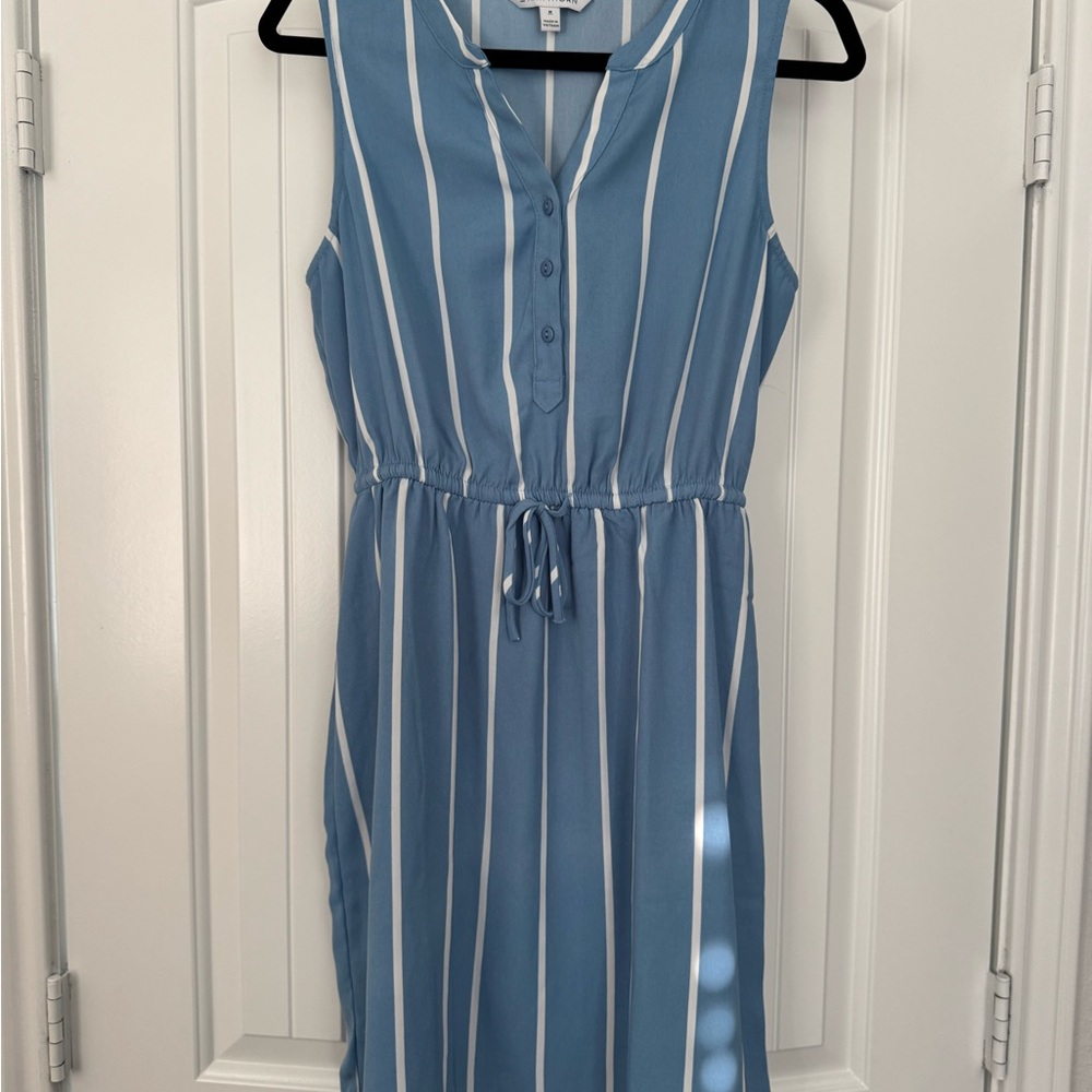 41 Hawthorn Sky Blue Midi Dress with White Stripes